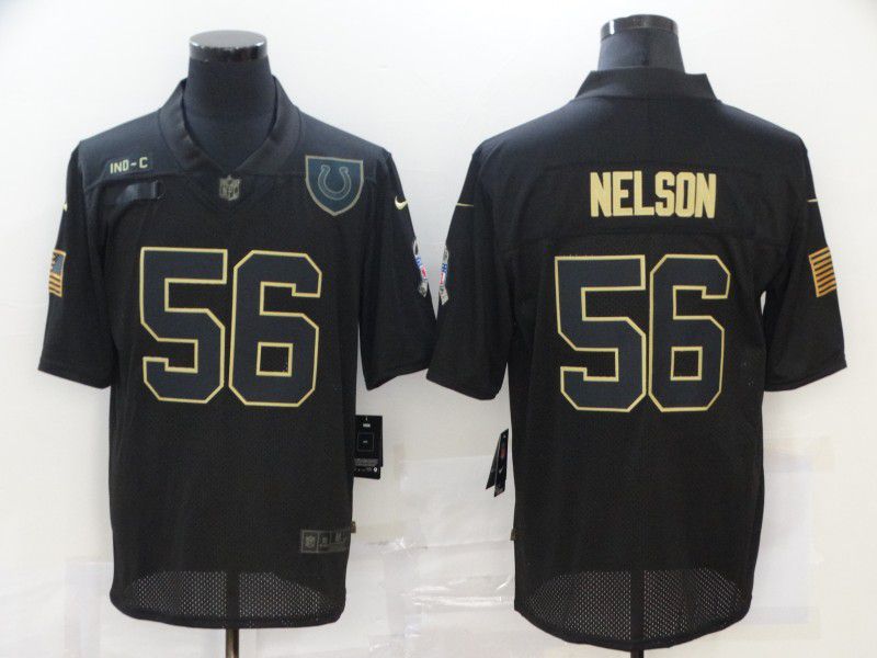 Men Indianapolis Colts #56 Nelson Black gold lettering 2020 Nike NFL Jersey